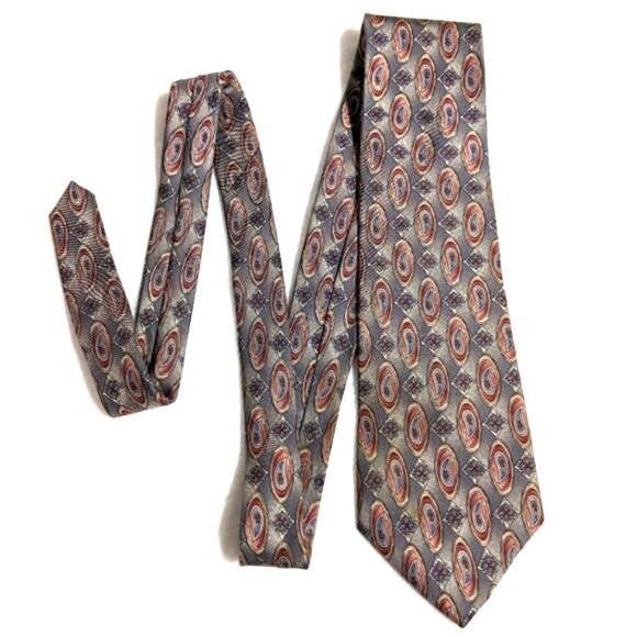 Men's Vintage 100% Italian Silk Tie Diamond & Paisley Motif - Picture 2 of 13